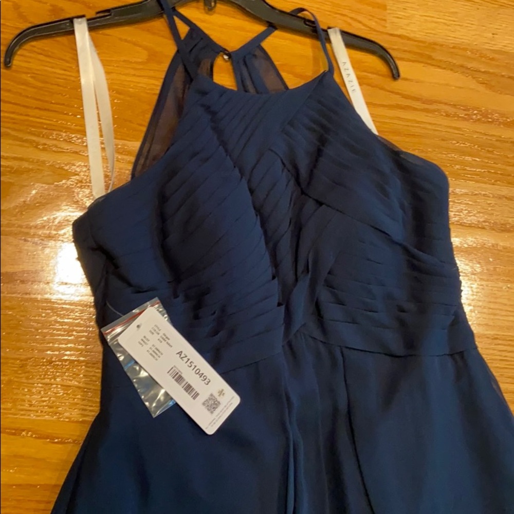 Azazie Ginger in navy blue - NWT no alterations
